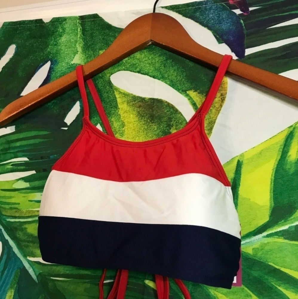 SO Juniors Medium Red White Blue Bikini Top